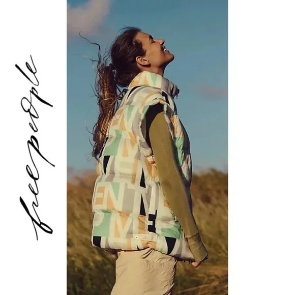 Free People FP Movement | In a Bubble Printed Puffer Vest in Blocked Logo - Picture 5 of 12